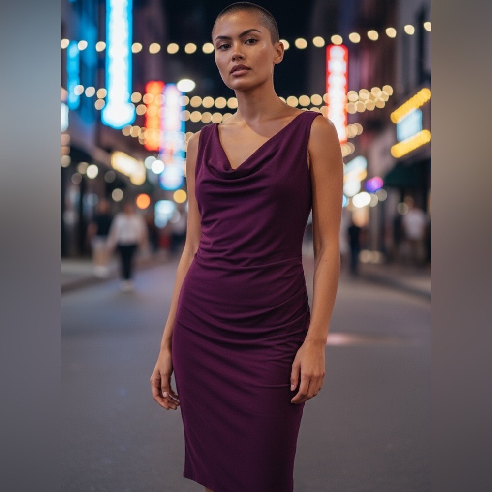 Lauren‎ Ralph Lauren  Purple Midi Bodycon Dress Women's 8